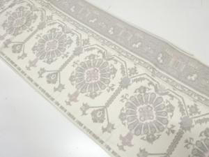 華紋に花七宝模様織り出し　名古屋帯